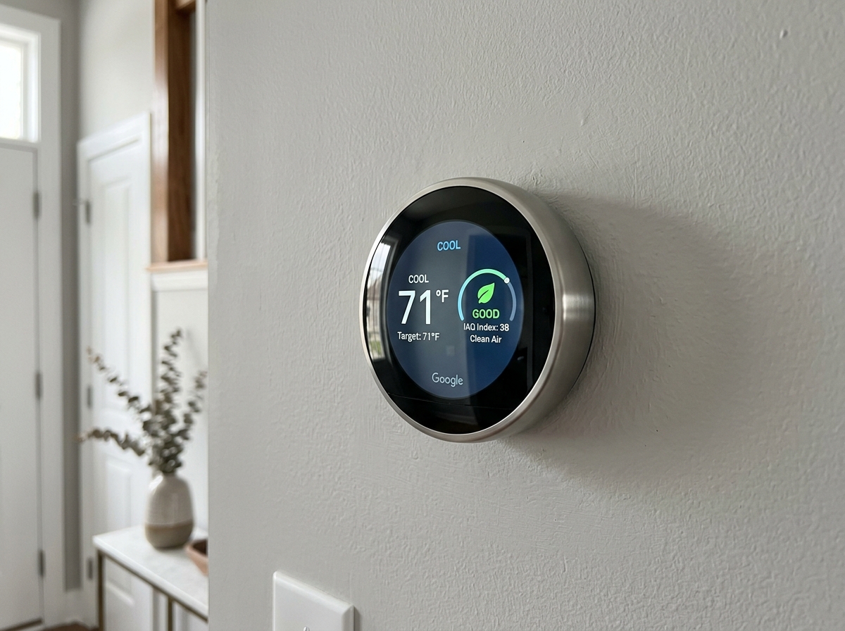 Modern indoor thermostat and smart air quality control